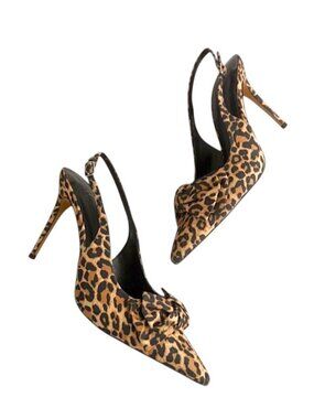 AAJ By Aminah Gemma Brown Leopard Bow Slingback, NEW from Macy's! Size 10